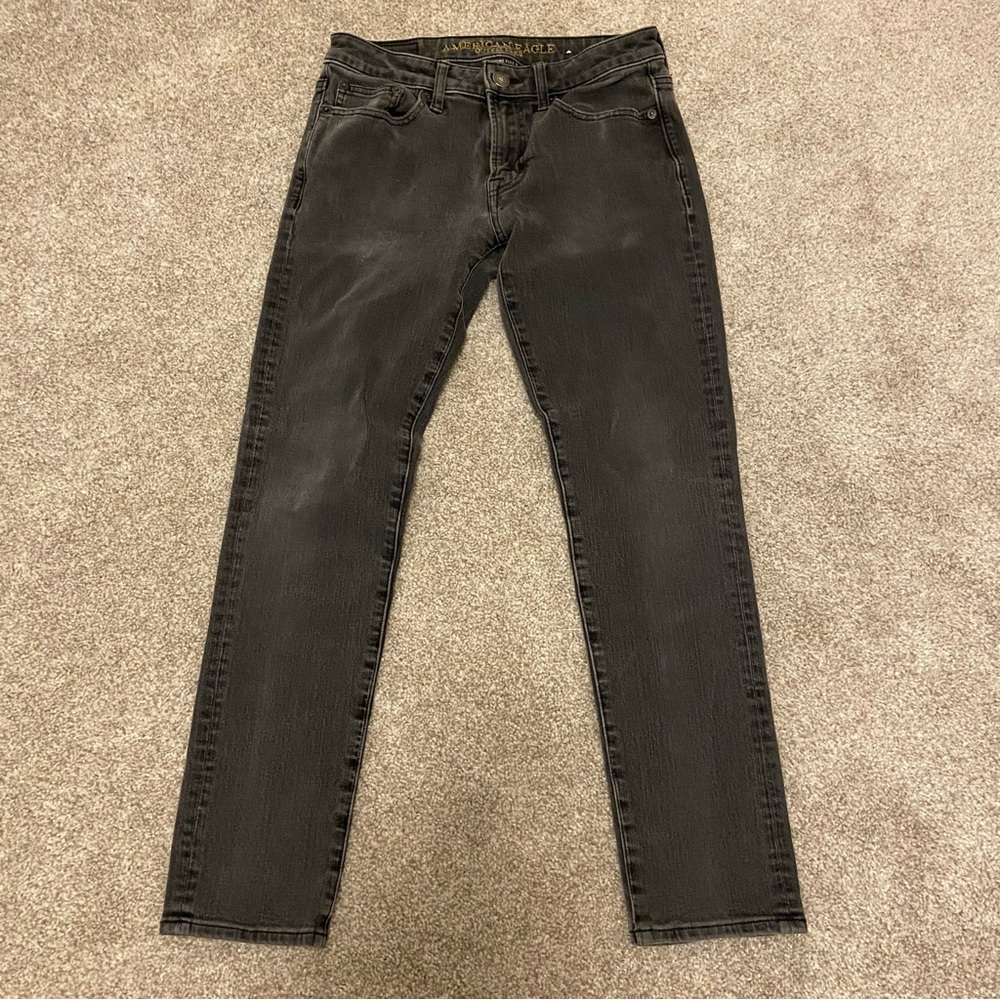 American Eagle Outfitters Distressed Black Skinny Jeans  Extreme Flex4 - 28x30